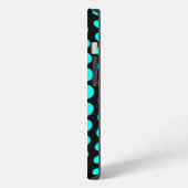 Monogram Aqua Polka Dots Muster iPhone Hülle (Linke Seite)
