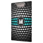 Monogram Aqua & White Polka Dots Muster Klemmbrett (Links)