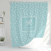 Monogram Aquamarin Aqua Blue Snowflakes Küste Duschvorhang