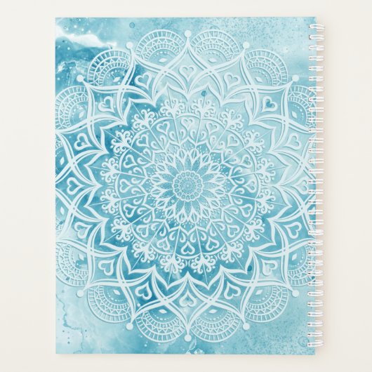 Monogram Aquamarin Blue Marble Mandala 2023 2024 Planer (Rückseite)