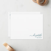 Monogram Aquamarin Blue Mitteilungskarte (Vorderseite/Rückseite Beispiel)