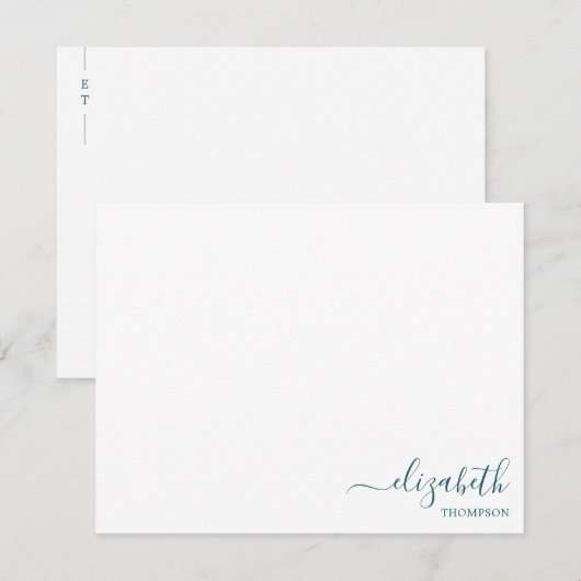 Monogram Aquamarin Blue Mitteilungskarte (Vorne/Hinten)