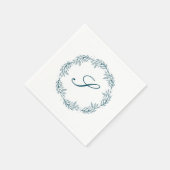 Monogram Aquamarin Blue Wreath Classic Script Wedd Serviette (Ecke)