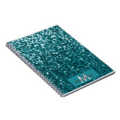 Monogram Aquamarin Glitzer Sequel Funkelnd Noteboo Notizblock (Rechte Seite)