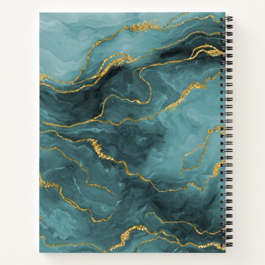 Monogram Aquamarin Gold Marble Agate Artist Sketch Notizblock (Rückseite)