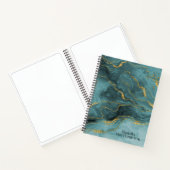 Monogram Aquamarin Gold Marble Agate Artist Sketch Notizblock (Innenseite)