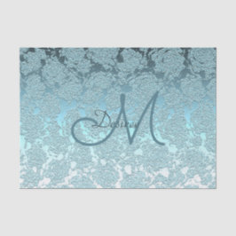 Monogram Aquamarin Green Elegant Art Floral Muster Seidenpapier