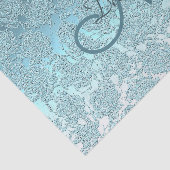 Monogram Aquamarin Green Elegant Art Floral Muster Seidenpapier (Ausschnitt)