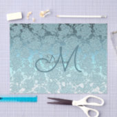 Monogram Aquamarin Green Elegant Art Floral Muster Seidenpapier (Handwerk)
