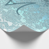 Monogram Aquamarin Green Girly Elegante Blumenmust Geschenkpapier (Ecke)