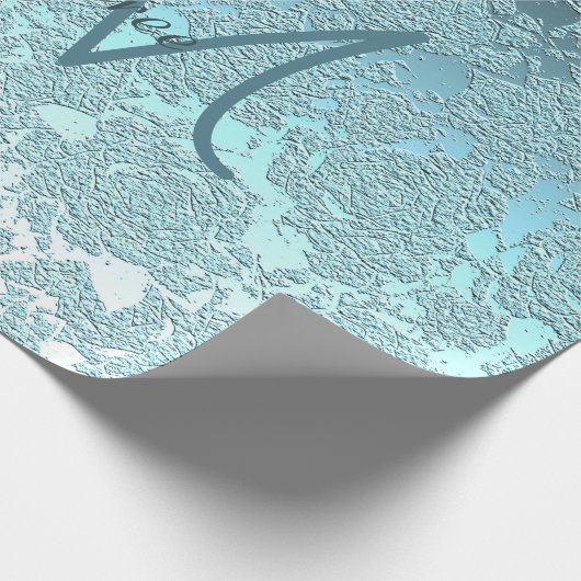 Monogram Aquamarin Green Girly Elegante Blumenmust Geschenkpapier (Ecke)