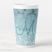 Monogram Aquamarin Green Girly Elegante Milchtasse (Vorderseite)