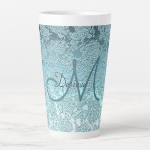Monogram Aquamarin Green Girly Elegante Milchtasse