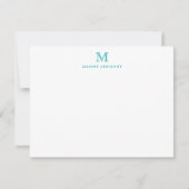 Monogram Aquamarin Green Simple Classic Formal Ele Mitteilungskarte (Vorderseite)