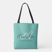 Monogram, Aquamarin, grün, elegant, Tasche (Rückseite)