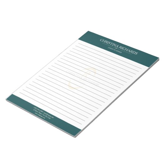 Monogram Aquamarin Modern Eleganed Lined Notizblock (angewinkelt)