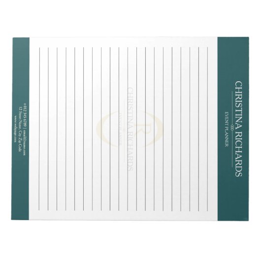 Monogram Aquamarin Modern Eleganed Lined Notizblock (Vorderseite)