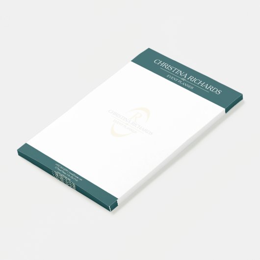 Monogram Aquamarin Modernes, elegantes Business Post-it Klebezettel (angewinkelt)