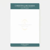 Monogram Aquamarin Modernes, elegantes Business Post-it Klebezettel (Vorderseite)