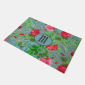 Monogram Aquamarin Paris Aquarellfarben Blume Door Fußmatte (Schrägansicht)