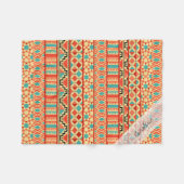Monogram Aquamarin Pink Abstrakt Tribal Print Patt Fleecedecke (Vorderseite (Horizontal))