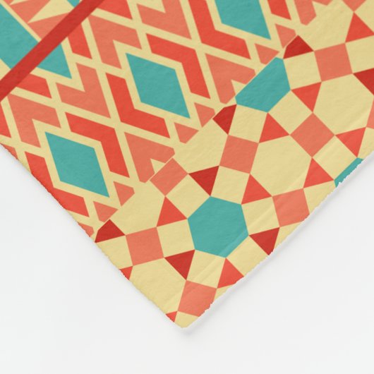 Monogram Aquamarin Pink Abstrakt Tribal Print Patt Fleecedecke (Ecke)