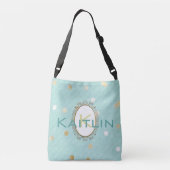 Monogram Aquamarin und Gold Wedding Tote Bag Tragetaschen Mit Langen Trägern (Rückseite)