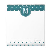 Monogram Aquamarin und White Polka Dots Notepad Notizblock (Vorderseite)