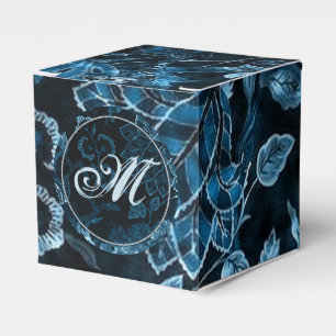 Monogram Aquamarin Vintag Floral Cube Favor Box Geschenkschachtel