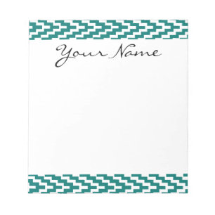 Monogram Aquamarin White Ikat Zickzack Zig Zag Mus Notizblock