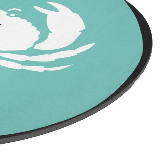 Monogram Aquamarin White Navy Blue Crab Nautic Cut Schneidebrett (Ecke)