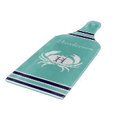 Monogram Aquamarin White Navy Blue Crab Nautic Schneidebrett (Ecke)