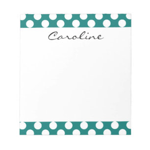 Monogram Aquamarin White Niedlich Chic Polka Dot M Notizblock