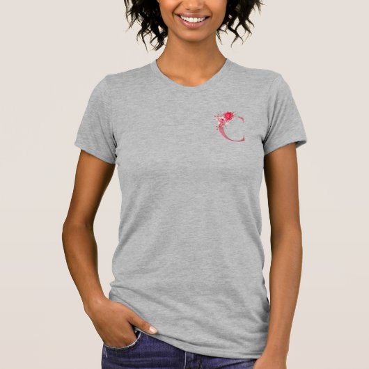 Monogram Aquarell Blume Rose Gold Alphabet C T-Shirt (Vorderseite)