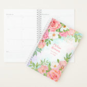 Monogram Aquarell Blumengrün Rosa Rose Planer (Anzeige)