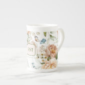 Monogram Aquarell Floral 10oz. Porzellantasse (Vorderseite Rechts)