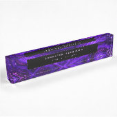 Monogram Aquarell Galaxy Geode Dark Lila Agate Namensplakette