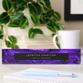 Monogram Aquarell Galaxy Geode Dark Lila Agate Namensplakette