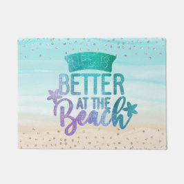 Monogram Aquarell Glitzer Life is Better Beach Fußmatte