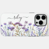 Monogram Aquarell Lila Wildblume Case-Mate iPhone Hülle (Rückseite (Horizontal))