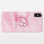 Monogram Aquarell Pink Personalisierter Name Case-Mate iPhone Hülle (Rückseite (Horizontal))