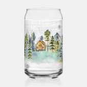 Monogram-Aquarell-Rustikale Wald-Berghütte Dosenglas (Rückseite)