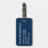 Monogram Aquarellfarbe Blumenblauer Denim / Rote R Gepäckanhänger (Rückseite vertikal)