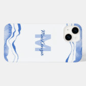 Monogram Aquarellfarben Agare Abstrakt Blue Case-Mate iPhone Hülle (Rückseite (Horizontal))