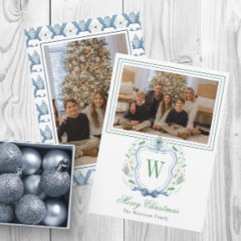 Monogram, Aquarellfarben Chinoiserie Jar Wappen Fo Feiertagskarte