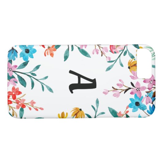 Monogram-Aquarellfarben-Wildblumen Telefongehäuse Case-Mate iPhone Hülle (Rückseite (Horizontal))