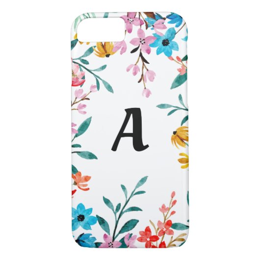 Monogram-Aquarellfarben-Wildblumen Telefongehäuse Case-Mate iPhone Hülle (Rückseite)