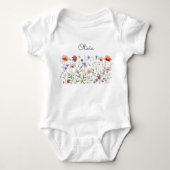 Monogram Aquarellfarbene Wildblume Meadow Baby Strampler (Vorderseite)