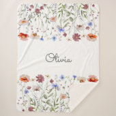Monogram Aquarellfarbene Wildblume Meadow Sherpadecke (Vorderseite)