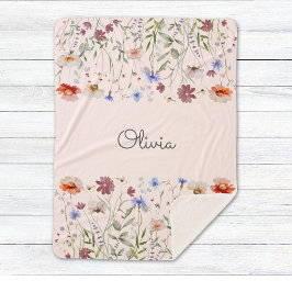 Monogram Aquarellfarbene Wildblume Meadow Sherpadecke